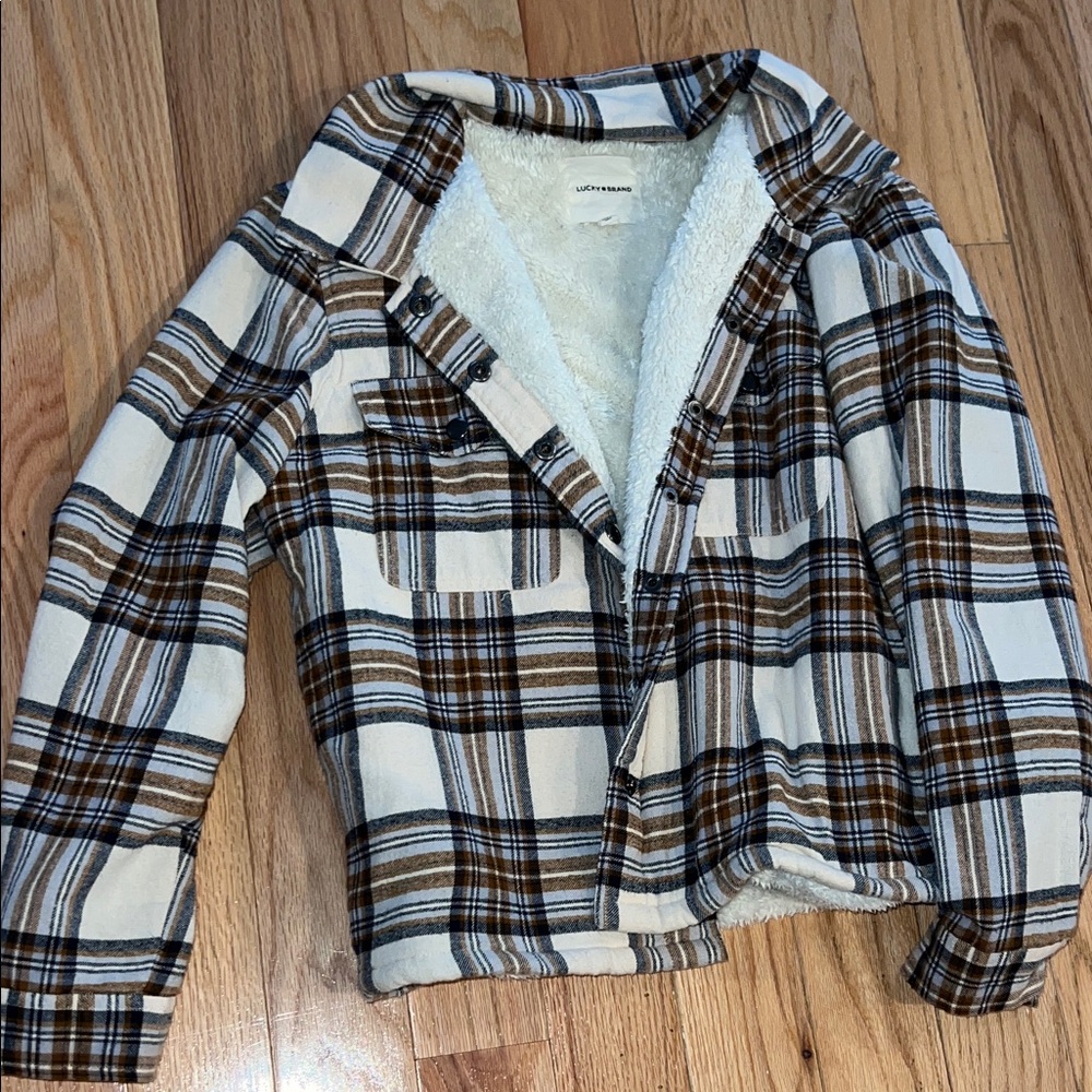 Lucky brand  Brown and Cream Plaid Jacket